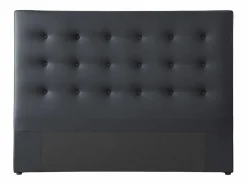 Vente-unique Cabecero tapizado de 140 cm en piel sintética negra - FRANCESCO Negro