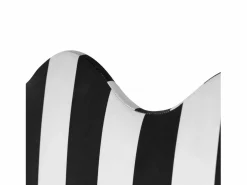 Cabecero tapizado forma ondulada franjas blancas y negras 160x73,5cm Negro