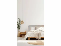 Cabecero tapizado terciopelo a rayas azul y 160x97cm Naranja New