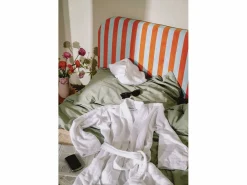 Cabecero tapizado terciopelo a rayas rojas y s 160x97cm^ Discount