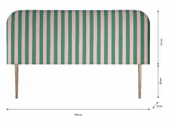 Cabecero tapizado terciopelo a rayas s y rosas 160x97cm Verde Clearance