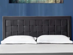 Vente-unique Cabecero tejido 160 cm Terciopelo oscuro. JENNA Gris New