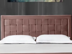 Vente-unique Cabecero tejido de 160 cm, terciopelo viejo. JENNA Rosa Sale