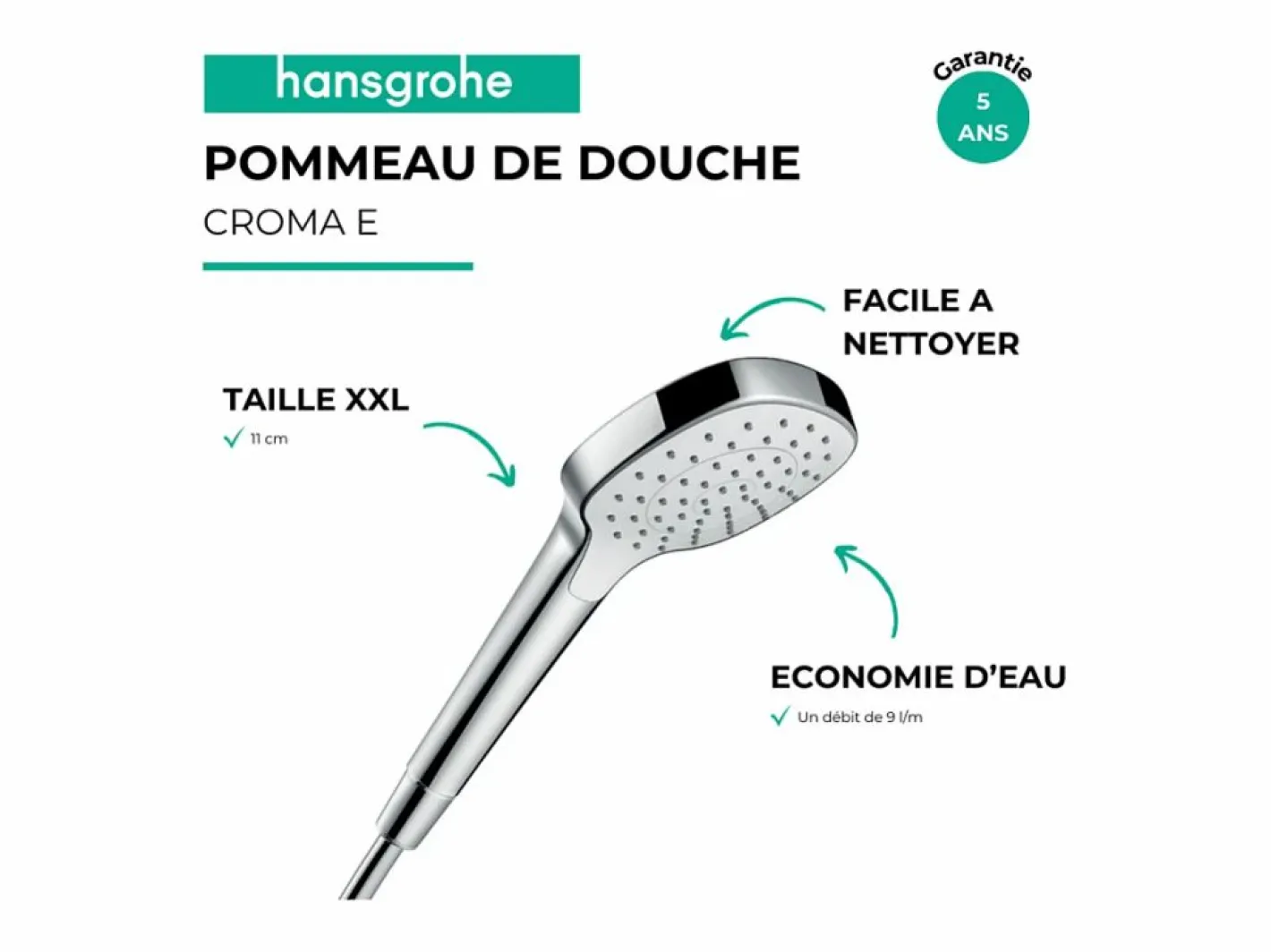 Cabezal de ducha Croma E EcoSmart, /cromo^HANSGROHE Outlet