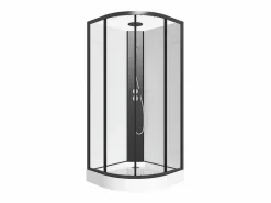 Shower & Design Cabina De Ducha|Cabina de ducha - Altura ajustable - L90 x l90 x H200/220 cm - Negro y blanco - ROVATA