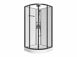 Shower & Design Cabina De Ducha|Cabina de ducha angular hidromasaje negra, Largo 80 x Ancho 80 x Alt. 225 cm, ZALIFA