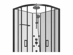Shower & Design Cabina De Ducha|Cabina de ducha angular hidromasaje negra, Largo 80 x Ancho 80 x Alt. 225 cm, ZALIFA