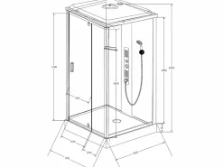 Cabina de ducha con hidromasaje, lluvia tropical y ducha de mano PRIMEA - 90 x 90 x 215 cm^Shower & Design Sale