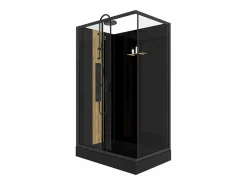 Cabina de ducha de hidromasaje reversible, mate y bambú, L120 x Al225 cm, VITUNA^Shower & Design Discount