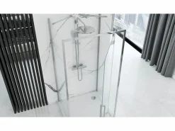 Rea Cabina De Ducha De Pared Rapid Swing 90X80 Chrome Gris