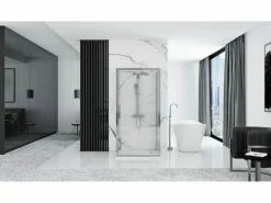 Rea Cabina De Ducha De Pared Rapid Swing 90X80 Chrome Gris