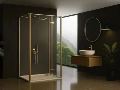 Cabina De Ducha De Pared Atlas Brush Gold 120X90 Left^Rea