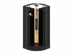 Cabina de ducha hidromasaje, y bambú, L90 x Al225 cm, TILOMA^Shower & Design