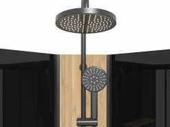 Cabina de ducha hidromasaje, y bambú, L90 x Al225 cm, TILOMA^Shower & Design