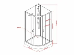 Cabina de ducha hidromasaje, y bambú, L90 x Al225 cm, TILOMA^Shower & Design