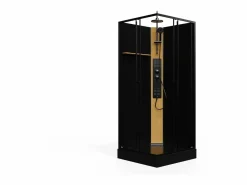 Shower & Design Cabina De Ducha|Cabina de ducha hidromasaje con panel de bambú - L90 x l90 x H225 cm - DESULO