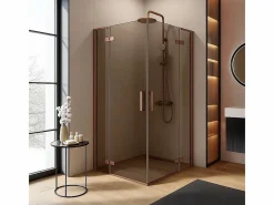 Rea Cabina De Ducha Hugo Double 80X80 Brush Copper Cobrizo