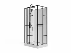 Shower & Design Cabina De Ducha|Cabina de ducha serigrafiada - Blanco y Negro - L110 x A80 x H225 cm - GAVILA