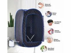 DripeX Sauna De Exterior|Cabina de sauna de vapor, sauna plegable de 1000W, con control remoto y instrumento de fumigación y silla plegable, carpa de spa, 80x80x135cm