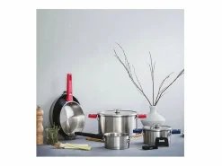 Lacor Cacerola de acero inoxidable desmontable de 18 cm con sistema Click & Lock - Colección Combi de Gris Discount