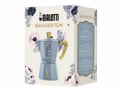 Cafetera Italiana Moka Express Birdgerton 6 Tazas 250ml Azul Floral con Asa Dorada^Bialetti Outlet