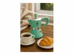 Cafetera Italiana Pezzetti Bellexpress 6 Tazas Aluminio Turquesa Todos los Fuegos Incluido Inducción Azul turquesa
