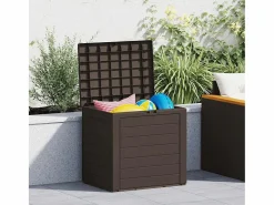Cagnes-sur-Mer Caja de almacenaje de jardín polipropileno marrón 58,5x46x55 cm^Garden Furniture Online