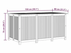 vidaxl Caja de almacenaje de jardín madera maciza acacia 150x80x75 cm Color natural claro New