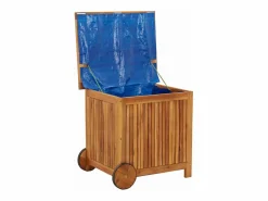 vidaxl Caja de almacenaje de jardín ruedas acacia maciza 60x50x58 cm Color natural claro
