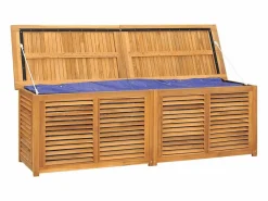 vidaxl Caja de almacenaje de jardín con bolsa teca maciza 175x50x55 cm Color natural claro New