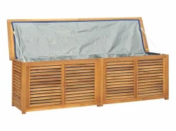 vidaxl Caja de almacenaje de jardín con bolsa teca maciza 175x50x55 cm Color natural claro New
