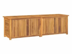 vidaxl Caja de almacenaje de jardín con bolsa teca maciza 175x50x55 cm Color natural claro New