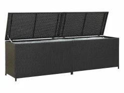 vidaxl Caja de almacenaje de jardín ratán sintético 200x50x60 cm Negro New