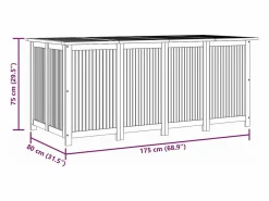 vidaxl Caja de almacenaje de jardín madera maciza acacia 175x80x75 cm Marru00f3n Hot