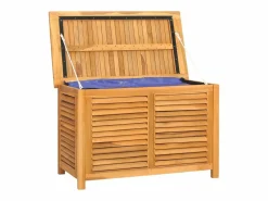 vidaxl Caja de almacenaje de jardín con bolsa teca maciza 90x50x58 cm Color natural claro Best