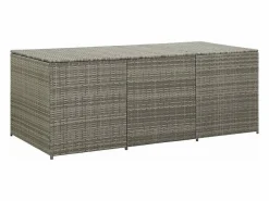 vidaxl Caja de almacenaje de jardín ratán sintético 180x90x70 cm Gris