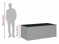 vidaxl Caja de almacenaje de jardín ratán sintético 180x90x70 cm Gris