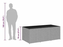 vidaxl Baúl De Jardín|Caja de almacenaje de jardín ratán sintético 180x90x70 cm