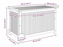 vidaxl Caja de almacenaje de jardín ruedas acacia maciza 90x50x58 cm Color natural claro Sale