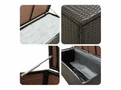 vidaxl Caja de almacenaje jardín ratán sintético marrón 200x50x60 cm Marru00f3n Online