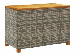 vidaxl Caja de almacenaje jardín madera acacia ratán 110x55x63 cm Gris