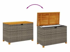 vidaxl Caja de almacenaje jardín madera acacia ratán 110x55x63 cm Gris