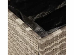 vidaxl Caja de almacenaje jardín madera acacia ratán 110x55x63 cm Gris