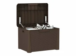vidaxl Caja de almacenaje jardín con cojín de asiento PP marrón 125 L Marru00f3n Clearance