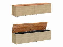vidaxl Baúl De Jardín|Caja de almacenaje jardín madera acacia ratán beige 220x50x54cm