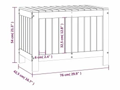 vidaxl Caja de almacenaje jardín madera maciza de pino 76x42,5x54 cm Color natural claro New