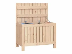 vidaxl Caja de almacenaje jardín madera maciza de pino 76x42,5x54 cm Color natural claro New