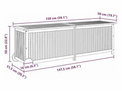 Caja de almacenaje jardín con ruedas madera acacia 150x50x58 cm^vidaxl New