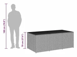vidaxl Baúl De Jardín|Caja de almacenaje jardín ratán sintético marrón 180x90x70 cm