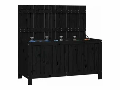 vidaxl Caja de almacenaje jardín madera de pino 121x55x64 cm Negro Discount
